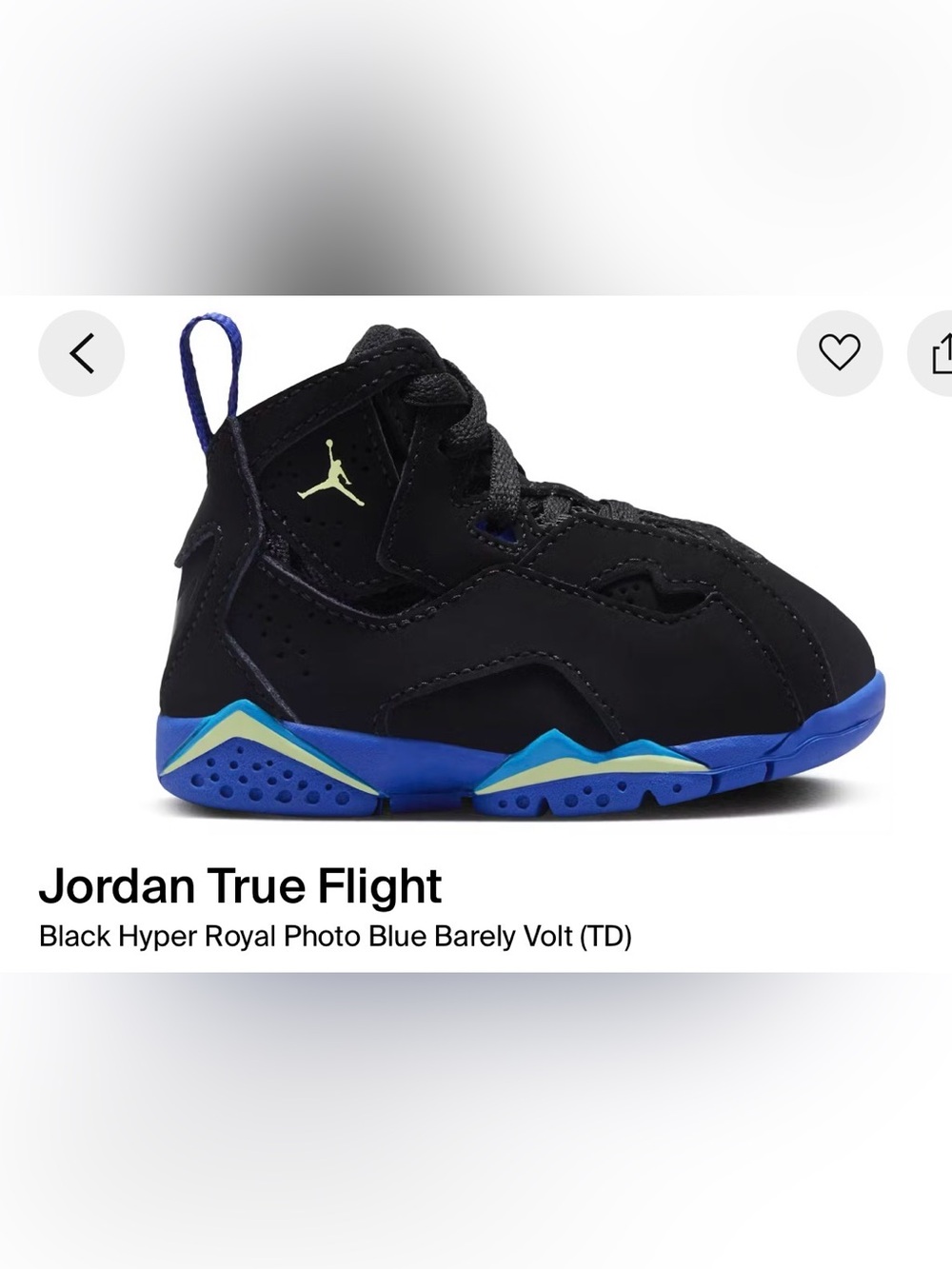 Jordan True Flight (TD) Black & Blue Baby US 6C